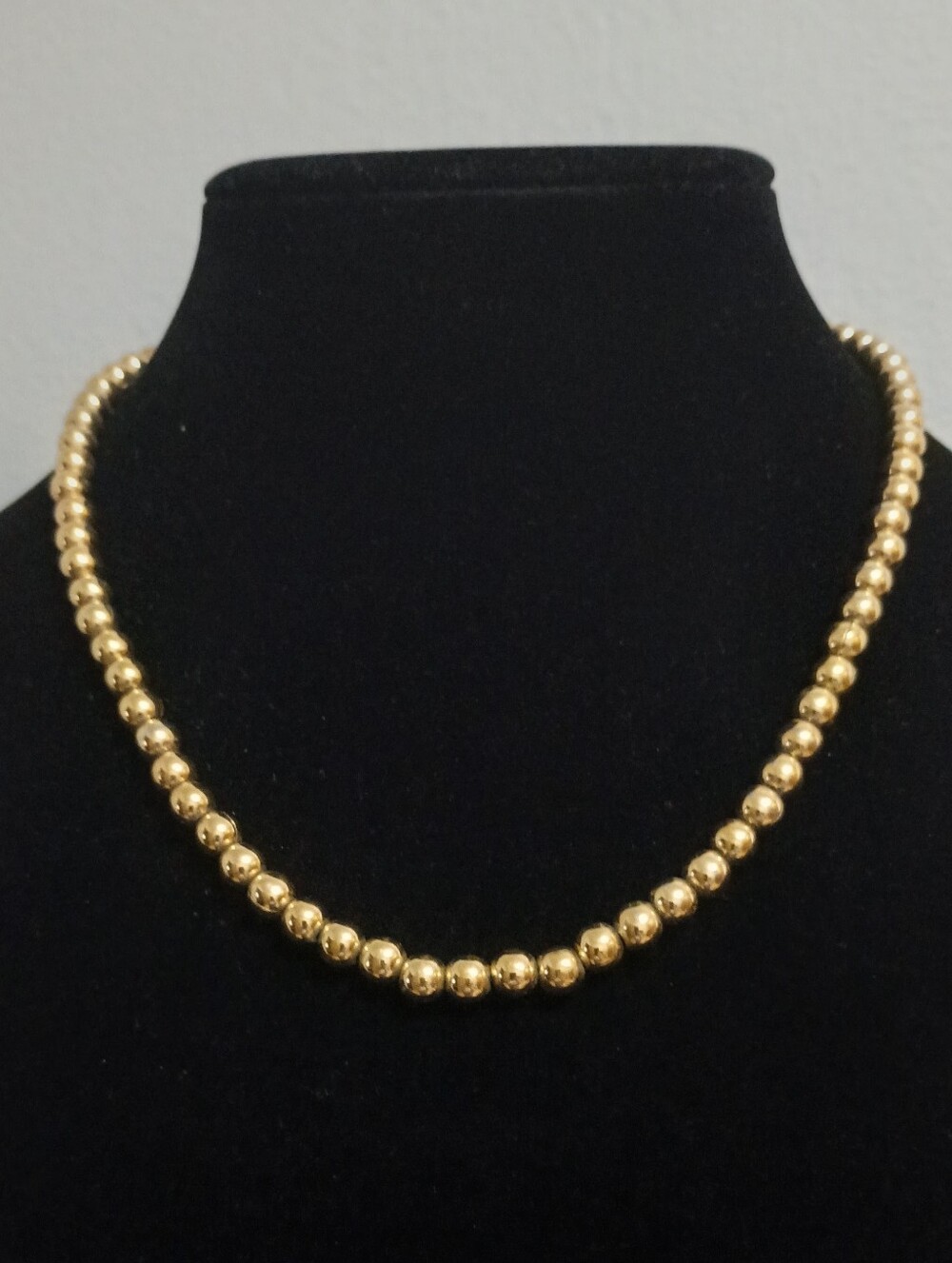 Gold Toned Beaded Necklace Signed Monet